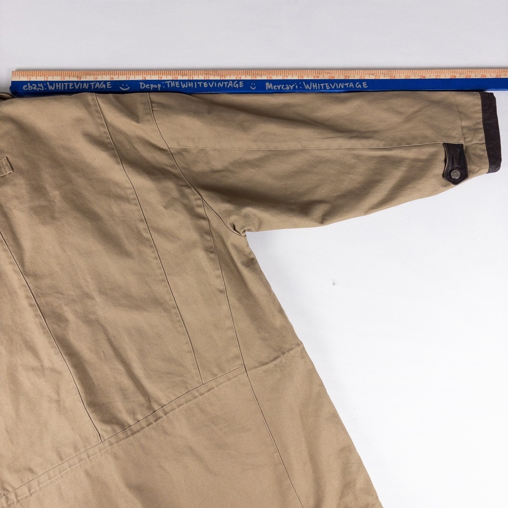 Vintage Field Chore Jacket Men L Tan Leather Collar Shooting Barn Harness Rugged - Picture 7 of 9